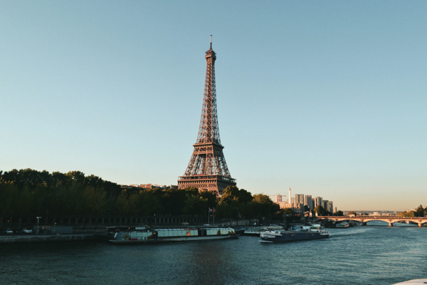 Iconic Eiffel Tower towering over Paris, a must-see on any day trip to the City of Light.