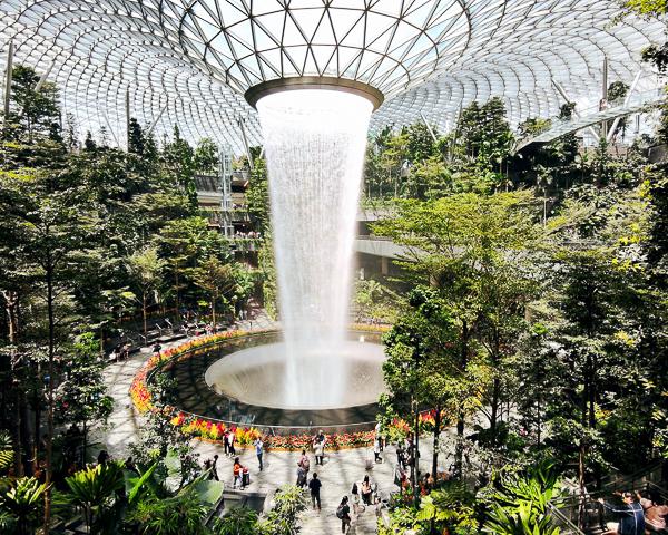 The world's largest waterfall at the Jewel Changi Airport