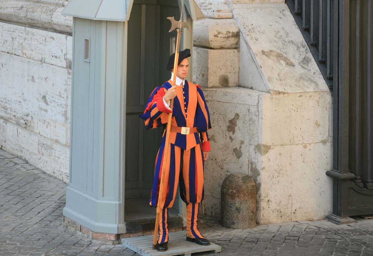 swiss guard with halberd